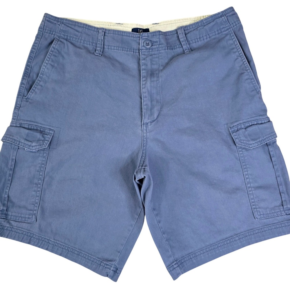 George Mens Size 34 Blue Cargo Shorts Cotton Flat Front Stretch Utility Pockets